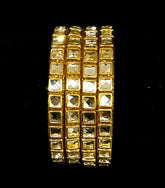 ( 4 pcs ) Mirror kundan metal bangles.